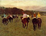 Horse Racing Art for sale - Racehorses at Longchamp by Edgar Degas